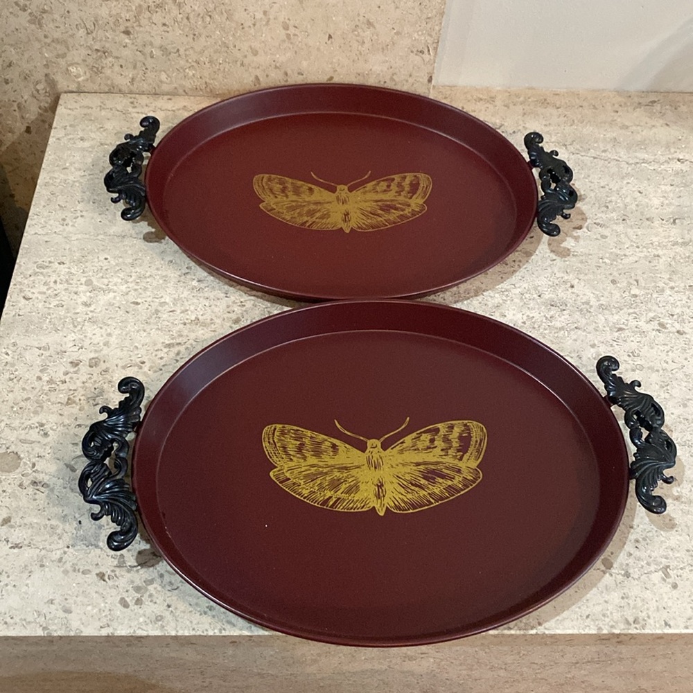 Set Of Two Metal Trays
